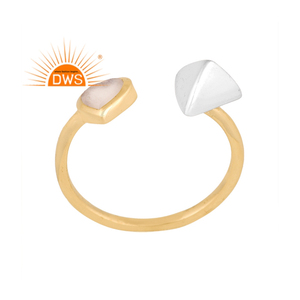 Latest Handmade Design 18K Gold Plated Natural White Moon Stone Gemstone <b>Adjustable</b> <b>Ring</b> Demi Fine Jewelry Manufacturer - Product Image 1