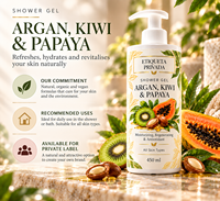 Gel douche à l'argan, au kiwi et à la papaye en marque propre 450 ml |   Gel Douche Hydratant et Régénérant |   Fabricant de cosmétiques OEM Espagne