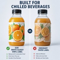 Oranje citrus fruit patroon witte glanzende vinyl sticker labelrol waterdichte klevende verpakkingslabels op maat bedrukt