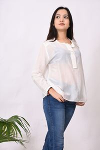 Chemise à manches longues en coton léger personnalisé pour femmes haut décontracté de haute qualité pour la décoration en dentelle d'été en gros - Product Image 3