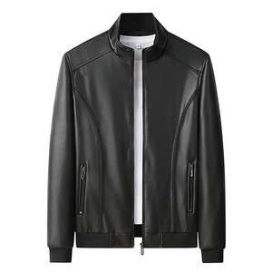 Chaqueta de hombre de piel de becerro auténtica con logotipo personalizado, cuello alto, estilo urbano, transpirable para invierno. - Product Image 1