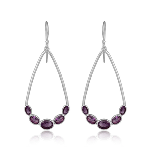 Bezel <b>Set</b> Amethyst Gemstone Earrings Wholesale Indian Handmade <b>Gold</b> Plated 925 Silver Chandelier Earrings <b>Jewelry</b> - Product Image 3