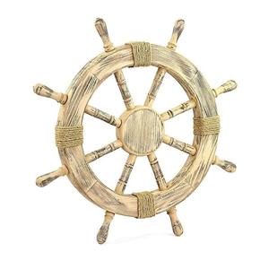 Acento de pared náutico de madera hecho a mano con ancla de cuerda rueda de barco y velero rústico playa costera decoración del hogar - Product Image 6