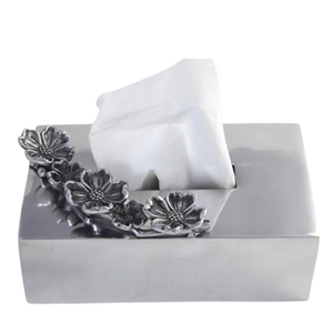 Boîte à mouchoirs en métal plaqué argent forme rectangulaire boîte à mouchoirs en aluminium de salle de bain de luxe moderne - Product Image 1