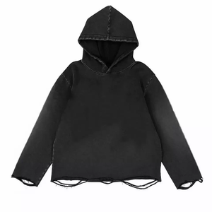 Streetwear de haute qualité sweat à capuche personnalisé polaire vierge fermeture éclair Vintage Double couche lavage à l'acide soleil délavé en détresse poches sweats à capuche - Product Image 1