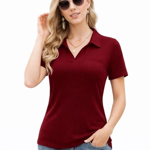 Polo de sport pour femme, couleur unie, à séchage rapide, respirant, manches courtes, logo personnalisé, vêtements de sport, t-shirt de golf, best-seller - Product Image 4