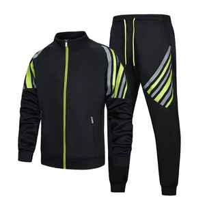 Ensemble de survêtement décontracté pour homme, été, spandex, coton, respirant, uni, deux pièces, veste zippée, jogging - Product Image 2