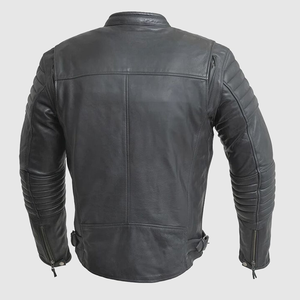 Black Classic College Style <b>Trucker</b> Leather <b>Jackets</b> Biker Riding Black Leather <b>Jacket</b> Lightweight Riding Leather <b>jacket</b> for <b>men</b> - Product Image 2