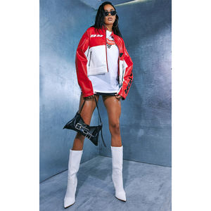 Chaqueta de cuero de imitación con bordado floral, chaquetas de mujer, abrigo de otoño, cuello vuelto, motorista, chaqueta de cuero negra Punk - Product Image 4