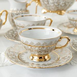 Juego de Taza y Platillo Redondos de Latón con Diseño Art Deco para Bodas, Calidad Premium, Tamaños Personalizables, Empaque Individual, HF Industries - Product Image 4