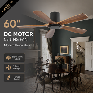 60 Inch Modern Ceiling <b>Fan</b> No Light Minimalist Wood Ceiling <b>Fan</b> Quiet DC Motor Remote <b>Control</b> for Great Room - Product Image 1
