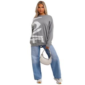 Sudadera con estampado gráfico de letras para mujer de alta calidad 2025, jersey de manga larga con cuello redondo de gran tamaño, Tops, sudadera - Product Image 5