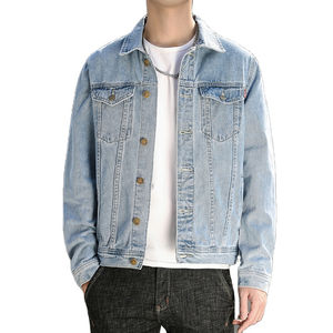 Chaquetas vaqueras azules de calidad al por mayor, chaqueta teñida de color liso, chaqueta vaquera de estilo informal, chaqueta vaquera de algodón a la moda para hombre, lavada - Product Image 6