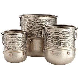 Gorgeous Look <b>Black</b> Color Powder Coated Unique Fancy Texture Designer Heavy Duty Metal Set Of 3 Pots And <b>Planters</b> From India - Product Image 2