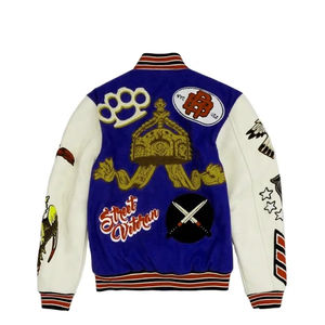 OEM Unisex logotipo bordado personalizado chaquetas de béisbol con mangas de cuero Varsity invierno alta calidad parche trabajo botón Decoración - Product Image 5