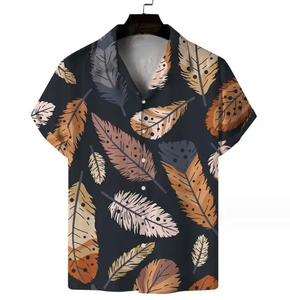 Printed Turn-down Collar Single Breasted Anti-Wrinkle Relax Fit <b>Shirt</b> for <b>Men</b> Polyester Casual Summer <b>Beach</b> Hawaiian Button Down - Product Image 3