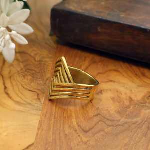 Bague géométrique dorée, bague minimaliste pour femme, bijoux simples en laiton de style bohème moderne, vente en gros - Product Image 4