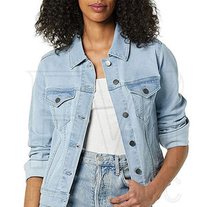 Veste en jean femme courte personnalisable avec col rabattu classique à manches longues et haut extérieur en tricot grande taille - Product Image 5