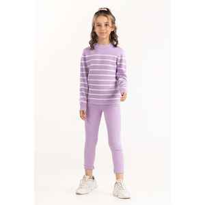 Legging côtelé pour fille junior, violet clair, avec taille élastique, 224-416-302, extensible - Product Image 3