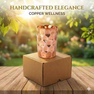 Gobelet en cuivre massif de fabrication indienne, design diamant, pour boire au bureau, au restaurant, en camping - Product Image 4