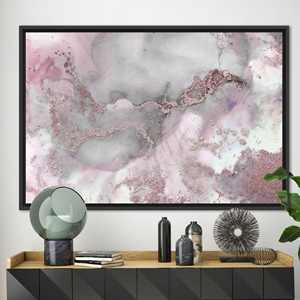 Elegant Pink & Gray Marble Printed <b>Canvas</b> - Luxury Wall Decor,1P:Black <b>Framed</b> - Product Image 1