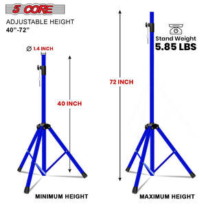 5 Core Speaker Stand <b>Tripod</b> Heavy Duty Adjustable 72" Universal Mount for PA DJ Studio w Bag - Product Image 2