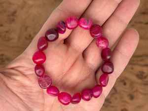 High Quality Pink Agate Tumbled <b>Beads</b> Stone <b>Bracelet</b> Crystal Gemstone Fashion Jewelry <b>Men</b> and Women Gift Energy Wholesaler - Product Image 3