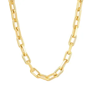 Colar de aço inoxidável 316L banhado a ouro 18K, joia unissex com corrente oval, acessório grosso para homens, hip hop punk unissex, mais recente, colar P243448