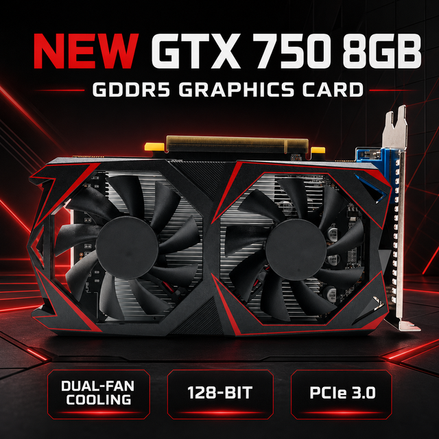 New GTX 750 8GB GDDR5 PCI Express 128Bit Dual Fan Gaming Graphics Card for Desktop Computer