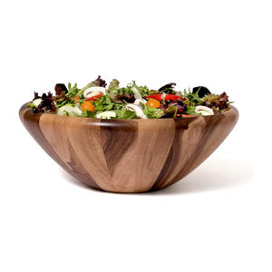Eco-Friendly Acacia <b>Wood</b> <b>Salad</b> <b>Bowl</b> Custom Logo Wholesale Dinnerware Wooden <b>Bowls</b> for Kids Adults Perfect for Dining and Serving - Product Image 4