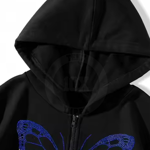 Pocket Style Pullover Cotton Blended <b>Rhinestone</b> Hoodie High Selling New Arrival Comfortable Wear <b>Rhinestone</b> <b>Hoodies</b> - Product Image 2