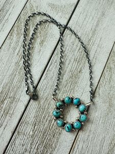 Navajo plata esterlina rodio/chapado en oro Kingman turquesa anillo collar hecho a mano suroeste Boho joyería - Product Image 5