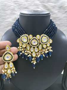 Collier Kundan serti de boucles d'oreilles ensemble de bijoux pour les mariages fêtes anniversaires vêtements de mariée pour les fiançailles - Product Image 2
