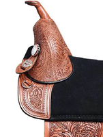 Selle Western sans arçon de haute qualité en cuir véritable, sculptée à la main, couleur personnalisée, logo, siège souple, tailles personnalisées, marron, boîte