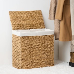 Boîte à linge en jacinthe d'eau tressée à 2 compartiments, écologique, naturelle, pour la maison et la décoration intérieure, vente en gros du Vietnam - Product Image 5