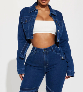 Hot Sale Blue Denim <b>Jacket</b> Women <b>Short</b> Jean <b>Jacket</b> Denim Button up Coat Oversize Denim <b>Jacket</b> for Ladies OEM Serviced - Product Image 1