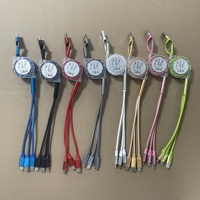 Cable USB Retráctil 5 en 1 con Logotipo Personalizado, Cable de Carga Rápida USB 4 en 1, Cable de Datos USB, Cable Cargador para Teléfono Móvil 6 en 1