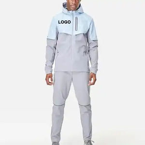 Moda OEM logotipo personalizado hombres Casual Jogger conjunto de dos piezas de nylon poliéster hombre rompevientos chándal de los hombres - Product Image 1