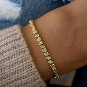 Modern Round <b>Moissanite</b> Diamond Tennis <b>Bracelet</b> With 14k Gold Plated 925 Silver Iced Out Luxury Diamond Jewelry For Wedding - Product Image 1