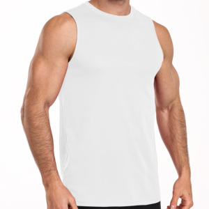 Logotipo personalizado negro acanalado suelto ajuste lado abierto corte bajo gimnasio Chaleco de talla grande hombre correr músculo camiseta sin mangas - Product Image 5