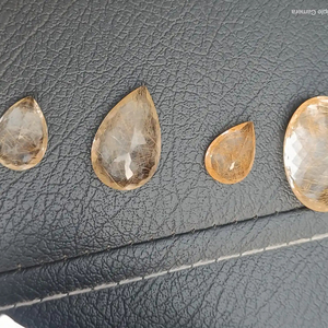 Vàng rutiled thạch anh đá quý đa lửa cầu vồng mắt Obsidian Cabochon phẳng trở lại đá hầu như không màu tím lửa cầu vồng đá - Product Image 1