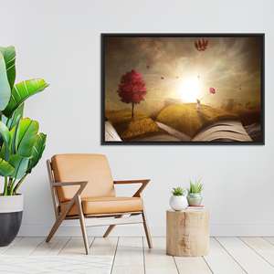 Nature Inside Book Printed Canvas: Abstract Glass Wall Art,BLACK <b>FRAMED</b> CANVAS - Product Image 1