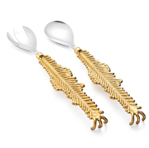 Suministro de fábrica Cuchara de ensalada de acero inoxidable Cubiertos Uso de té con mango de latón para el hogar Cuchara de vajilla Tamaño personalizado Hecho a mano - Product Image 1