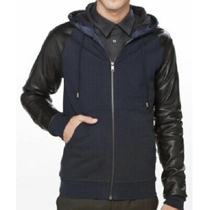 Sweat à capuche respirant 100 % coton personnalisé OEM avec manches en cuir pour hommes – Vente chaude - Product Image 5