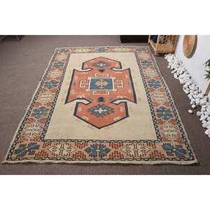 Vintage turco Kilim alfombra negrita naranja azul marino Patchwork diseño 5,5X7,2 pies tejido plano grande 3D técnicas lana látex yute alfombra - Product Image 4