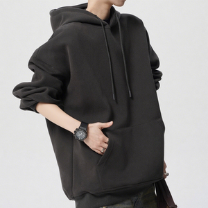 Sudadera con capucha roja de alta calidad para hombre, chaqueta holgada informal de color sólido con diseño de boutique de serigrafía - Product Image 4