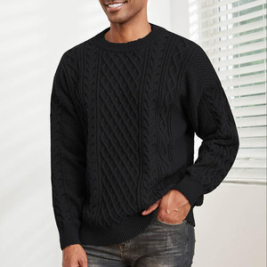 Pull cardigan d'hiver pour homme avec logo personnalisé, 100% coton, tricoté, col rond, haute qualité - Product Image 3