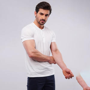 T-shirt Henley à manches courtes pour hommes, 100% pur coton, design personnalisé, streetwear à la mode, t-shirts personnalisés - Product Image 3