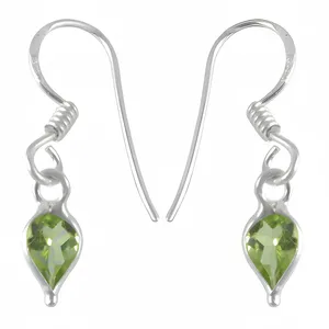 Boucles d'oreilles pendantes en argent 925 plaqué or 18 carats avec pierre précieuse vert péridot pour cadeau de mariage avec diamant poire turquoise pour femmes - Product Image 1