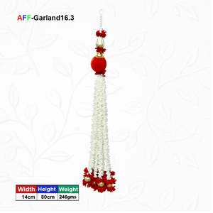 Guirnalda Floral Blanca Artificial Hecha a Mano con Maceta Decorativa Roja para Bodas, Festivales y Decoración del Hogar - Product Image 1